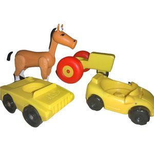 Vintage Fisher Price Cars, Tractor, Horse-  lot of 4